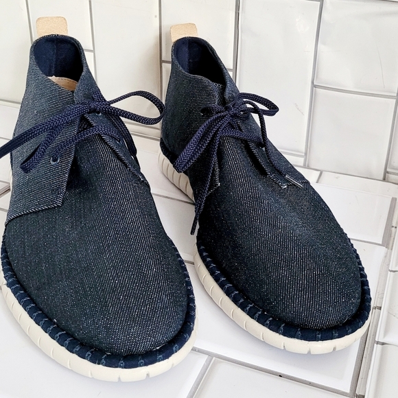 NWOT CLARKS Mens Navy Denim Chukka Boot  main image 2